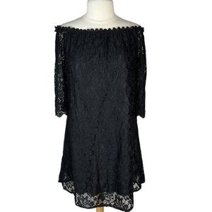 Ours Lace Dress Womens Large Black On Off Shoulder New